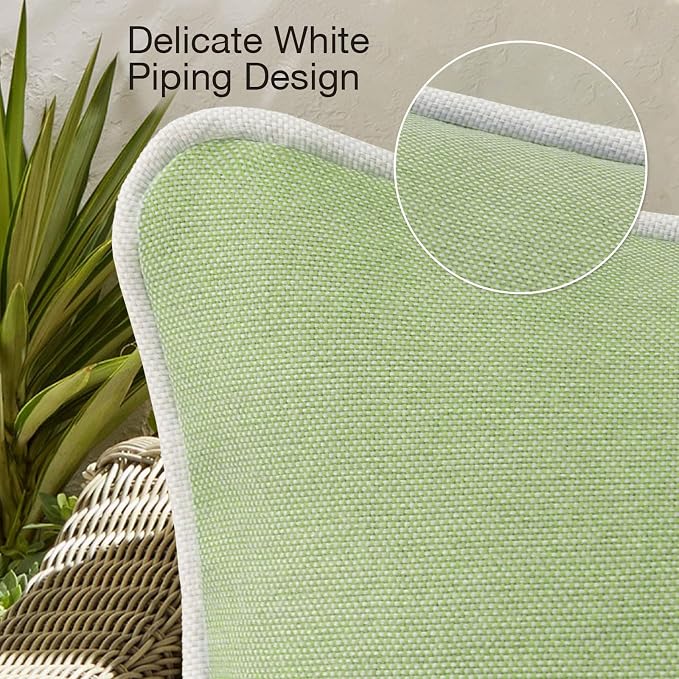 Unimatta Decorative Outdoor Water Repellent Throw Pillows with Inserts, Set of 4, 20" x12" Pillows for Patio, Backyard, Bed, Couch, and Patio Furniture, Seaweed Green