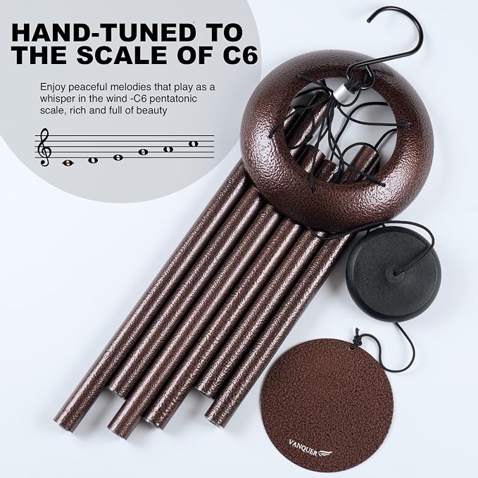 Vanquer Wind Chimes for Outside Deep Tone - 32'' Wind Chimes Outdoor Clearance, Deep Tone, Windchimes Outdoors, Memorial, Sympathy Gifts, Garden Patio Yard, Home Décor (32" Bronze)