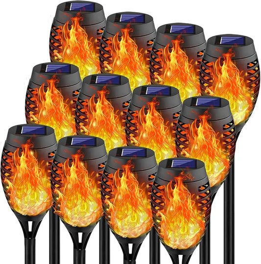 Swingers Solar Lights Outdoor,Solar Torch Lights with Flickering Flame,Waterproof Outdoor Garden Lights for Outside Patio Pathway Yard Decorations(8, Yellow)