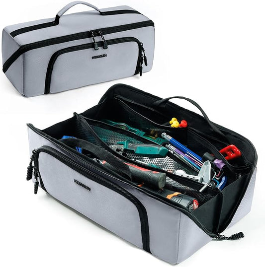 Tool Bag Organizer for Electrician & Technician, Portable Wide-Open Tool Tote with Multi Compartments, Heavy Duty Tool Storage Bag for HVAC, Plumbing, Garage & Home Repair Tools, Handyman