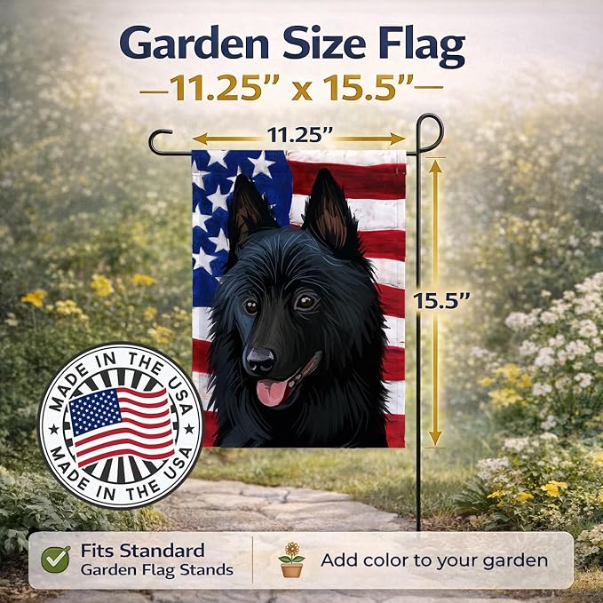 Caroline's Treasures CK6692GF Schipperke Dog American Flag Garden Flag Mailbox Flag Decorative Yard Flag Banner Outside Patio Artwork Yard Flower Beds, Garden Size, Multicolor