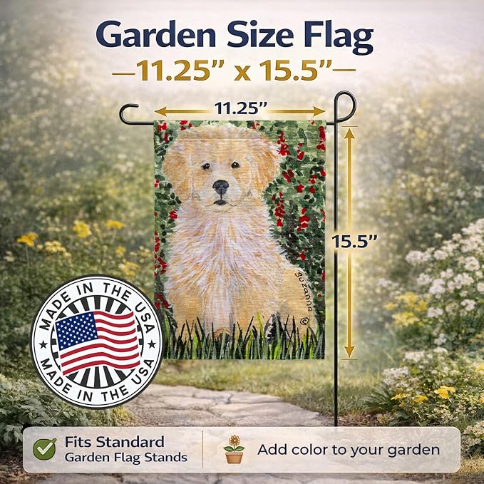 Caroline's Treasures SS8857GF Golden Retriever Garden Flag Mailbox Flag Decorative Yard Flag Banner Outside Patio Artwork Yard Flower Beds, Garden Size, Multicolor
