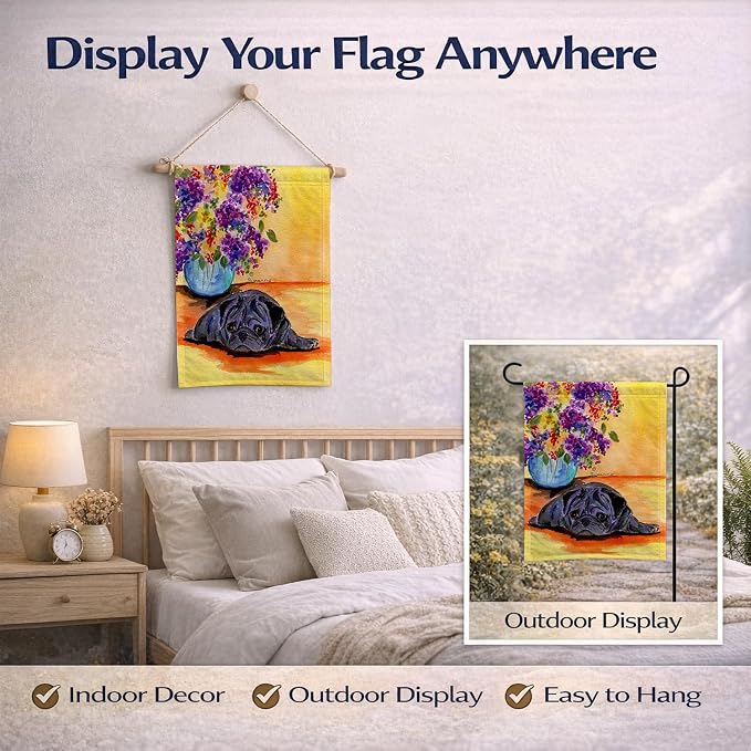 Caroline's Treasures SS8298GF Pug Garden Flag Mailbox Flag Decorative Yard Flag Banner Outside Patio Artwork Yard Flower Beds, Garden Size, Multicolor
