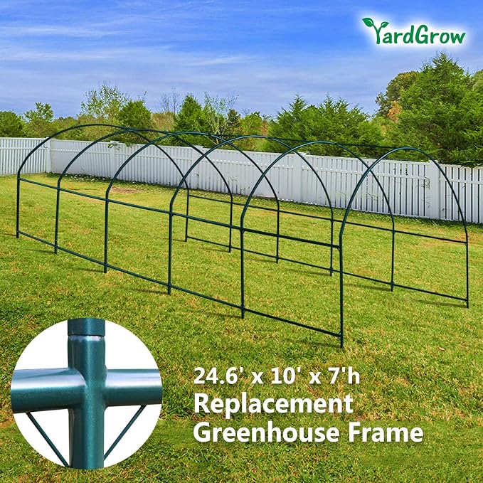 YardGrow Greenhouse Frames for Larger Hot Garden House Support Arch Frame Climbing Plants/Flowers/Vegetables Outdoor (24.6x10x7 FT)
