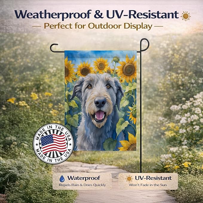 Caroline's Treasures DAC6100GF Irish Wolfhound in Sunflowers Garden Flag Mailbox Flag Decorative Yard Flag Banner Outside Patio Artwork Yard Flower Beds, Garden Size, Multicolor