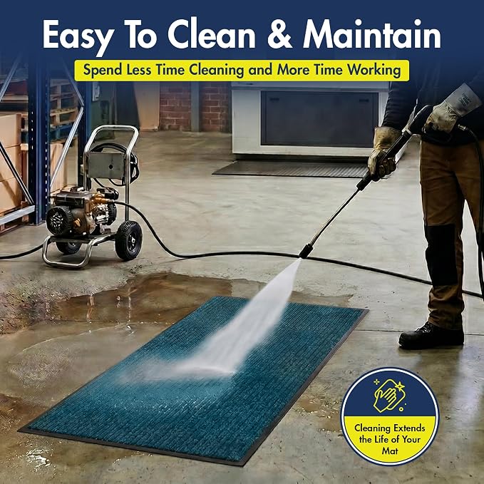 Notrax 109 Industrial Door Mat, 3' x 6' Large Entrance Mat, Heavy Duty Commercial Rugs for Entryway, Welcome Lobbies, Garage, and Mudroom, Made in the USA, Slate Blue, Brush Step 109S0036BU