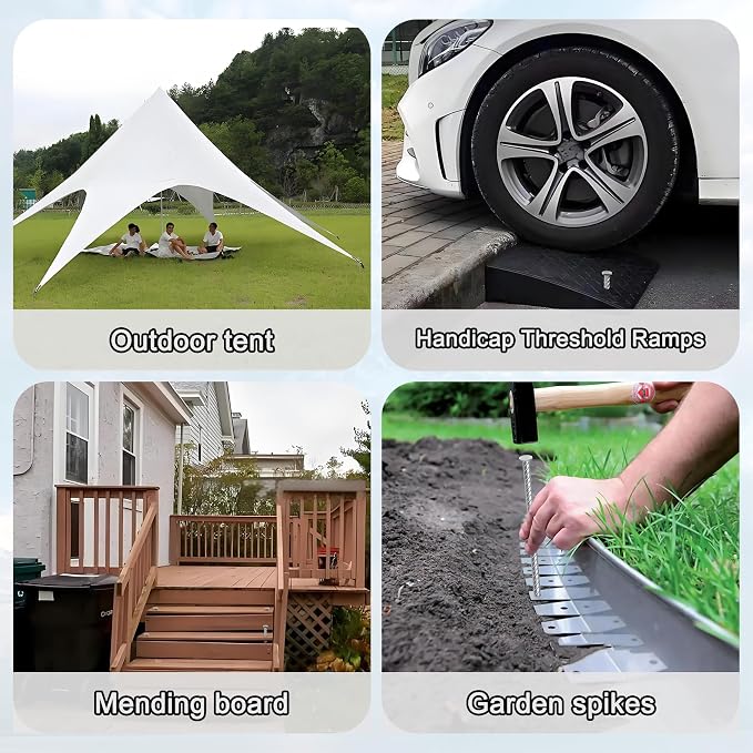 VVOKGO 24 Inch Rebar Stakes Metal Asphalt Anchoring Spikes Ground (8pcs), 1/2 Inch Diameter Galvanized Landscape Anchors Heavy Duty for Speed Bump, Handicap Threshold Ramps, Parking Limits Curb, Tarp