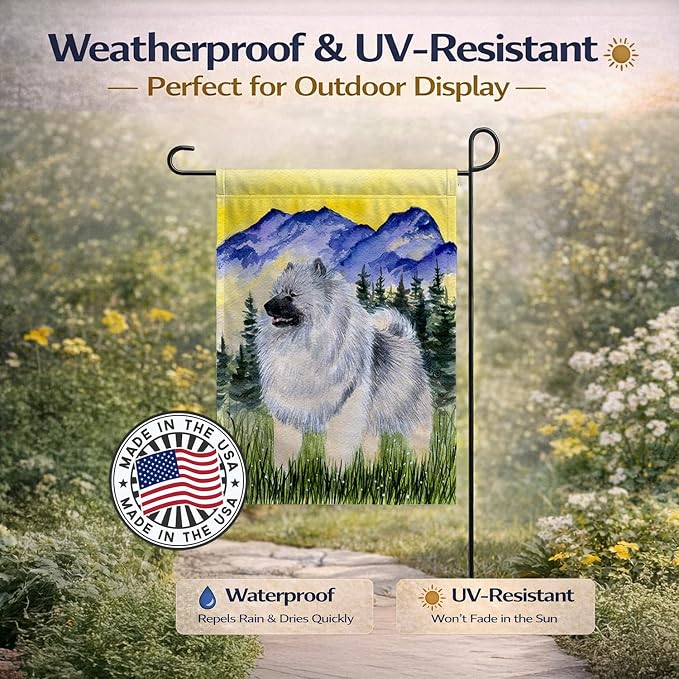 Caroline's Treasures SS8323GF Keeshond Garden Flag Mailbox Flag Decorative Yard Flag Banner Outside Patio Artwork Yard Flower Beds, Garden Size, Multicolor