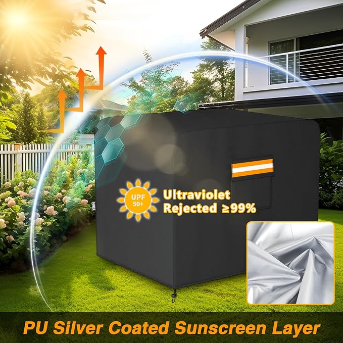 EVRBUL Generator Cover, 38”L x 28”W x 30”H Heavy Duty Waterproof 420D All-Weather Generator Cover with Storage Pocket Compatible with Most Generators 5500-15000 Watt (Black)