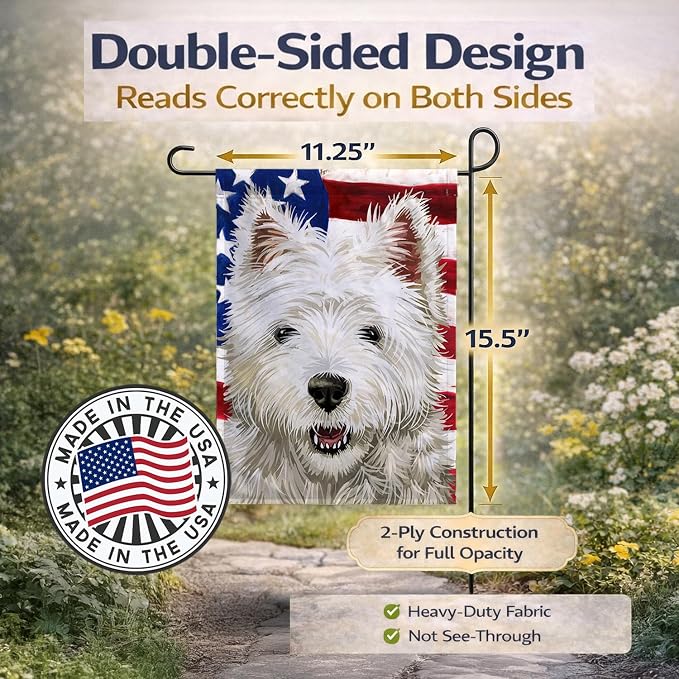 Caroline's Treasures CK6471GF Cairn Terrier Dog American Flag Garden Flag Mailbox Flag Decorative Yard Flag Banner Outside Patio Artwork Yard Flower Beds, Garden Size, Multicolor