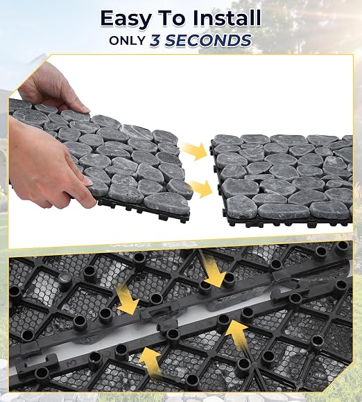 4 Pcs 11.8" Interlocking Stepping Stones Outdoor for Garden | Durable, Easy to Install, Heavy, Gentle on The Feet, Great Drainage, Decorate Garden, for Lawn, Pathway, Walkway