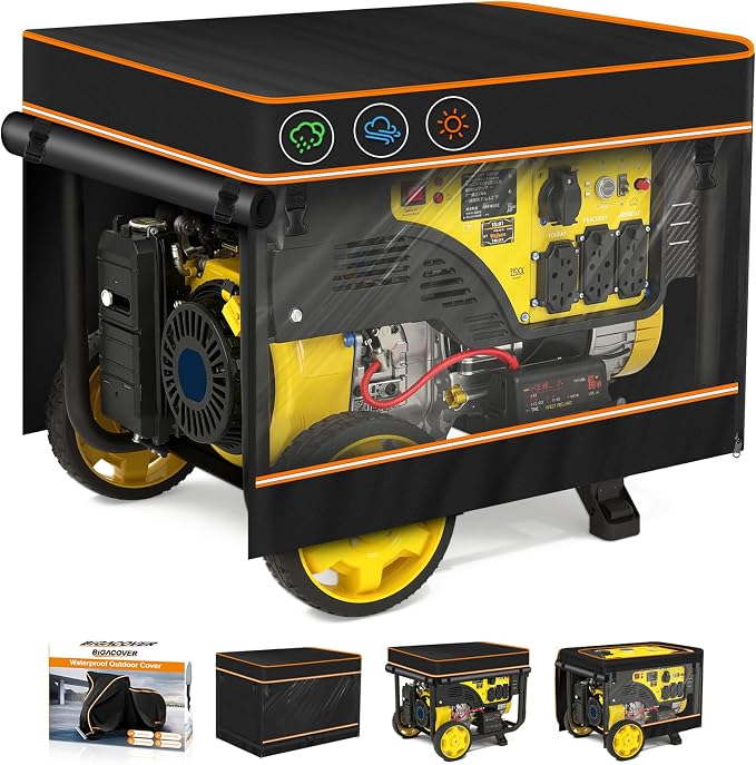 Generator Covers While Running, Heavy Duty 600D Waterproof Oxford Fabric, Transparent PVC Window Weather & Dust Protection Fits Most 3000W-10000W Generators (Packaging Varies – Product Unchanged)