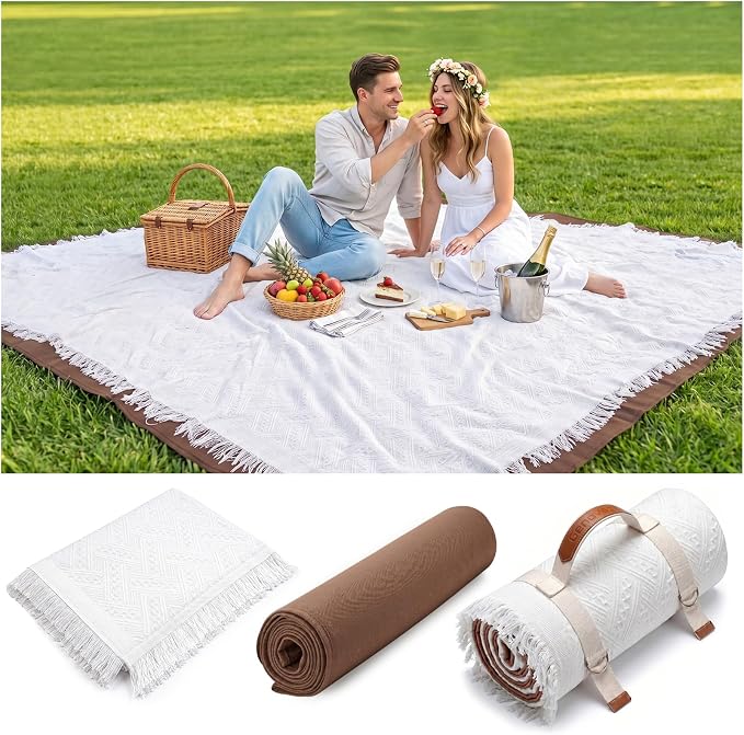 2 In 1 Extra Large Picnic Blanket Beach Mat Rug Registry Wedding Search by Name Registry Must Have Items Newlyweds Newly Wed Married Couple Gifts Bridal Husband Wife Men Women Mr Mrs Anniversary