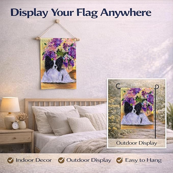 Caroline's Treasures SS8288GF Papillon Garden Flag Mailbox Flag Decorative Yard Flag Banner Outside Patio Artwork Yard Flower Beds, Garden Size, Multicolor