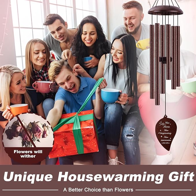 House Warming Gifts New Home, 32" Bronze Wind Chimes Housewarming Gifts, New Home Gift Ideas for Women Men Homeowners Couples Family Friends, Unique First Home Gift for Apartment Decor