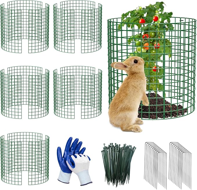 6 Pack Plant Protectors from Animals | 18PCS 13"x13" Metal Wire Mesh Garden Plant Cages for Gardening Supplies | Chicken Wire Cloche Plant Protectors for Rabbits Chickens Ducks