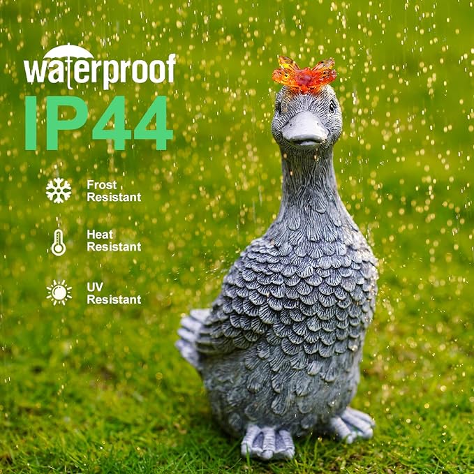 Solar Garden Statue Goose Figurine | Outdoor Decoration with Butterfly for Garden Yard Lawn Home Decor Outside : Unique Gifts for Mom Grandma