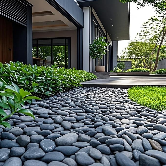 FANTIAN 40 lbs Black Stones for Landscaping, 1-2 Inch Small Pebbles Natural Decorative Black River Rocks for Plants Aquarium Outdoor Garden Walkways Paving and Yards