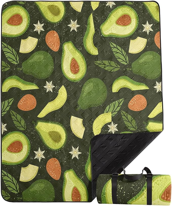 Outdoor Picnic Blanket,Portable Sandproof Waterproof Picnic Mat,Avocado Printed Camping Beach Mat for Sand and Wet Grass Hiking (Avocado S)