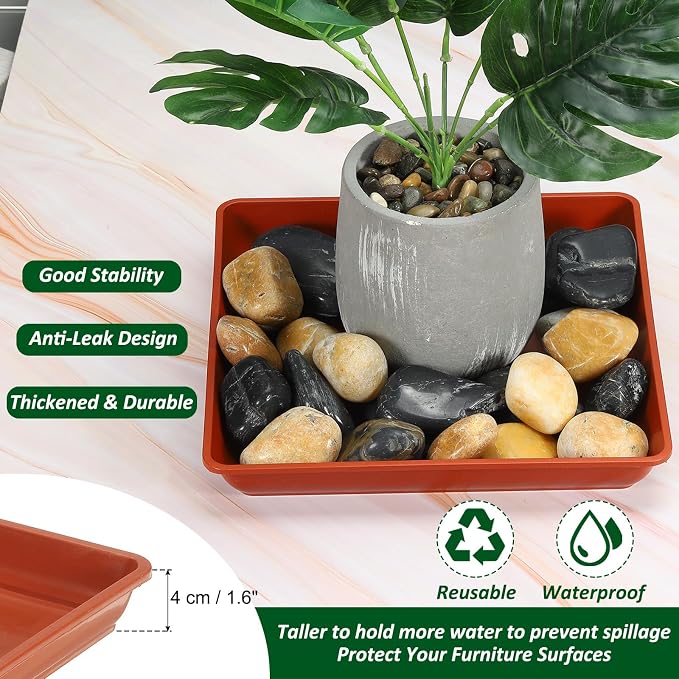 PATIKIL Plant Saucer Tray, 10 Pack 12 Inch Plastic Square Plant Saucer Flower Planter Drip Tray for Indoors Outdoors Patio Balcony, White