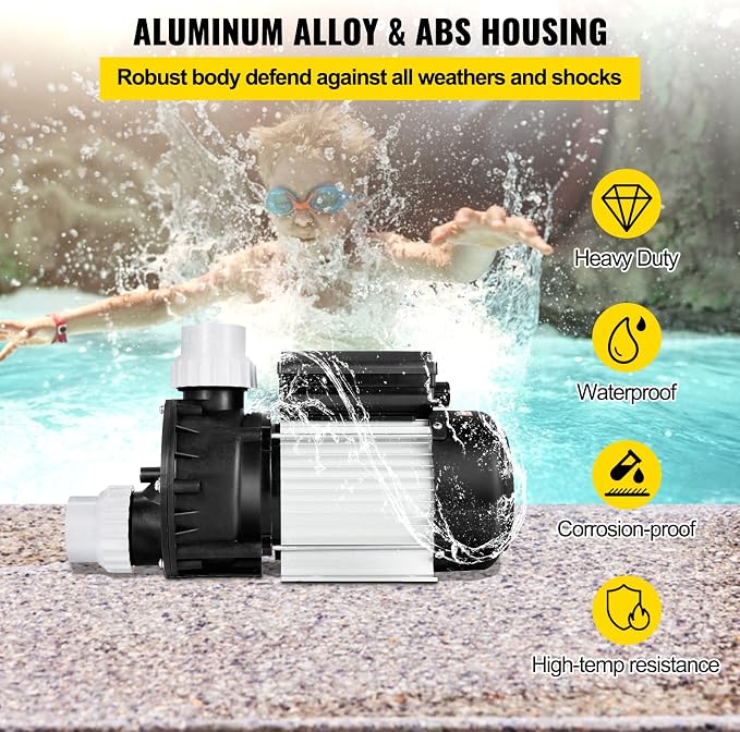 VEVOR Pool Spa Pump Above Ground 1/2 HP 110V Hot Tub 0.37KW Water Circulation Swimming Pool Pump