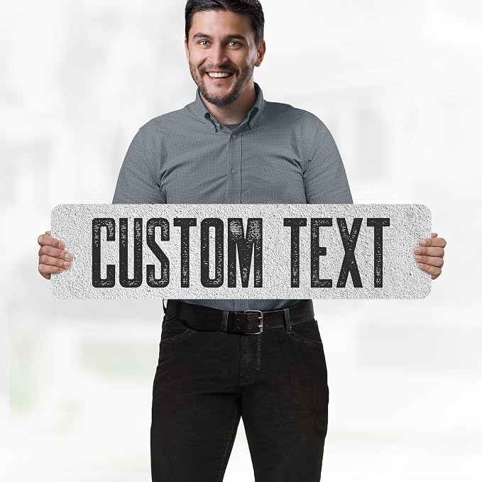 Custom Sign, Custom Street Sign, 11 Font Colors, 13 Font Styles, 4 Hole Options, 22 Sizes, 8x32 Inches, Rust Free DiBound, Fade Resistant, Made in USA by My Sign Center (Concrete)