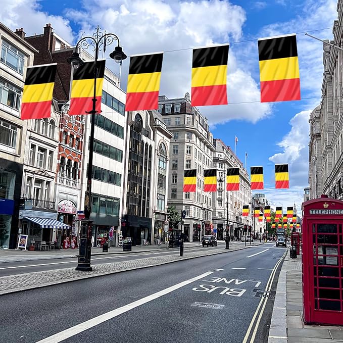 AhfuLife Belgium Flag Belgian Flag 3x5 Ft, Large Belgian National Flags - Double Side with Brass Eyelets for Belgium Party Decorations, Bar Garden Street Decoration Indoor Outdoor