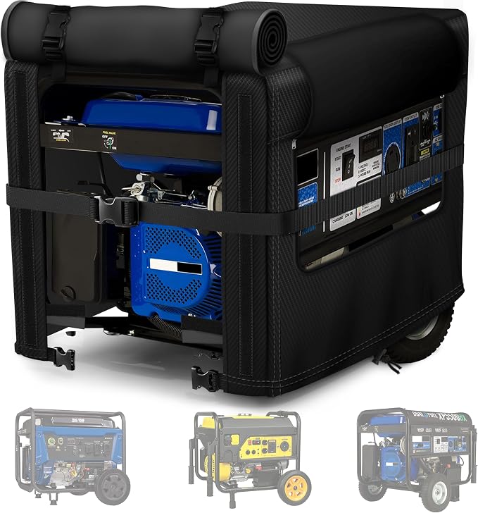 Generator Covers, 900D Heavy Duty Waterproof Fabric. 32L×24W×24H Inch Outdoor Generator Covers, with Windproof Strap Buckles. Fits most 5000-10000 watt Generators, Black.