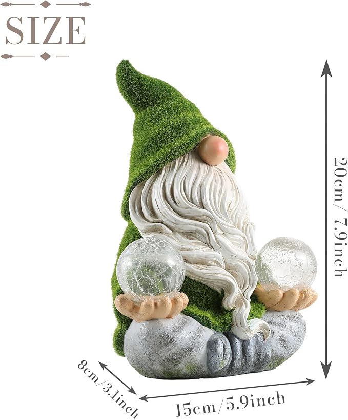 TERESA'S COLLECTIONS Garden Gnomes Decor with Solar Lights, St Patricks Decorations for Outdoor Decor,Resin Flocked Zen Garden Decor Outdoor for Porch Patio, Yoga Gnome Gifts for Women and Men, 8"