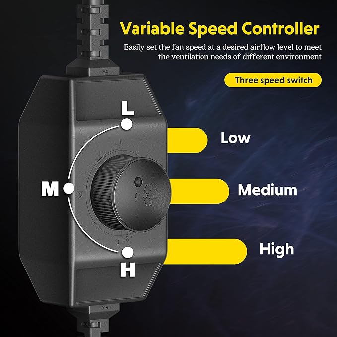 iPower 4 Inch 200 CFM Exhaust Inline Duct Fan with Variable Speed Controller HVAC Ventilation Blower for Grow Tents Garden