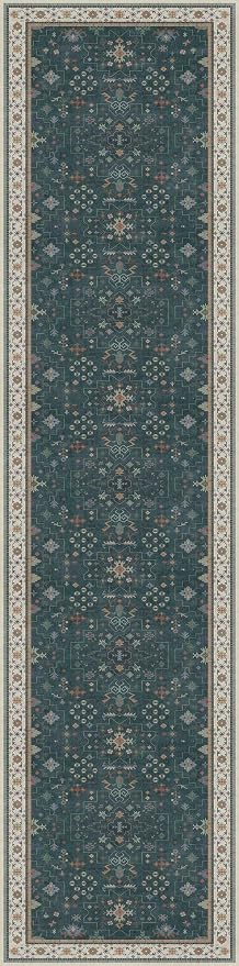Dark Green Hallway Runner Rug 12 ft Long - Modern Vintage Boho Eclectic Floral with Brown Accent, Washable Low Pile Non-Slip Extra Long Wide Runner Rugs for Kitchen, 3x12