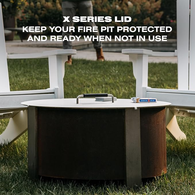 Breeo Smokeless Fire Pit Grilling Bundle (X Series 24 Corten Steel, Outpost Grill, Ash Shovel, & Lid) | 27.5 inch Smokeless Firepit for Outside | Ideal for Families