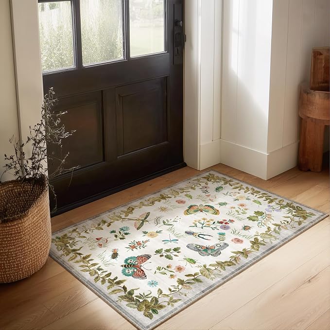 2x3 Washable Throw Rugs for Entryway: Door Mat Indoor Entrance Small Rug Non-Slip Low Pile Soft Kitchen Rug for Front Door Indoor Entrance Entry Bedside Kids Room