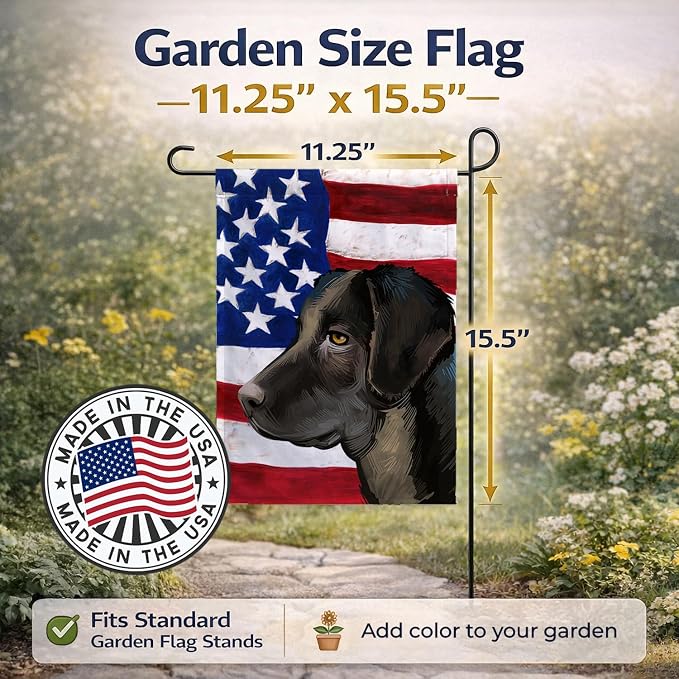 Caroline's Treasures CK6476GF Portuguese Cattle Dog American Flag Garden Flag Mailbox Flag Decorative Yard Flag Banner Outside Patio Artwork Yard Flower Beds, Garden Size, Multicolor
