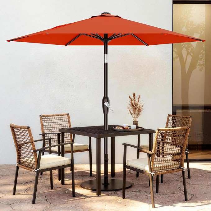 AreShark 7.5FT Patio Umbrella Table Market Umbrella w/Tilt and Crank, Heavy-Duty Outdoor Umbrellas for Pool, Deck, Garden and Backyard, Orange