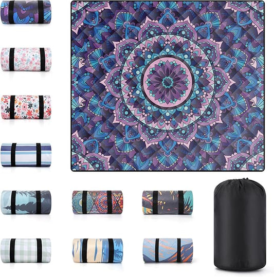80x80" Extra Large Picnic Blankets Waterproof Sandproof Couple Outdoor Beach Blanket Foldable Grass Park Lawn Concert Mat Summer Camping Essentials Rv Travel Vacation Accessories Festival Gift