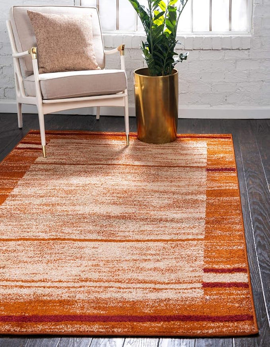 Unique Loom Autumn Collection Modern Contemporary Casual Abstract Area Rug (Beige/ Terracotta Rustic, 5 x 8 ft Rectangular)