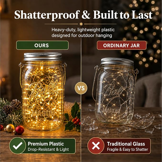 HXWEIYE 8 Pack Solar Mason Jar Lights Lanterns,Jars & Hangers Included，30LED Waterproof Hanging Outdoor Fairy Lights for Patio Garden Porch Yard Backyard Balcony Wedding(Warm White)