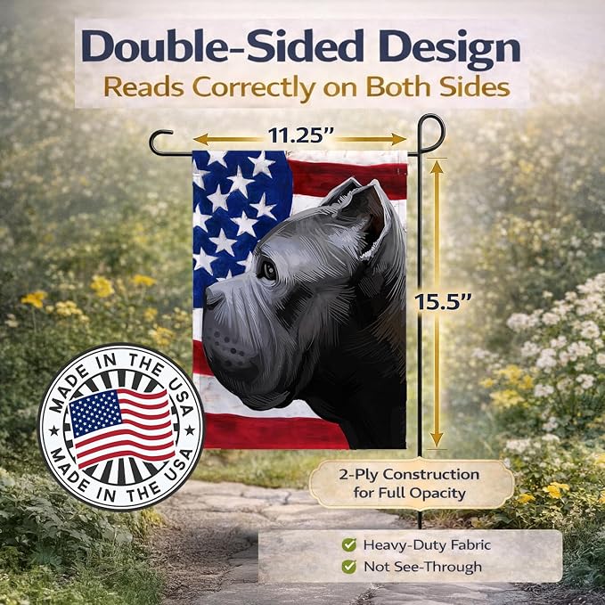 Caroline's Treasures CK6474GF Cane Corso Dog American Flag Garden Flag Mailbox Flag Decorative Yard Flag Banner Outside Patio Artwork Yard Flower Beds, Garden Size, Multicolor
