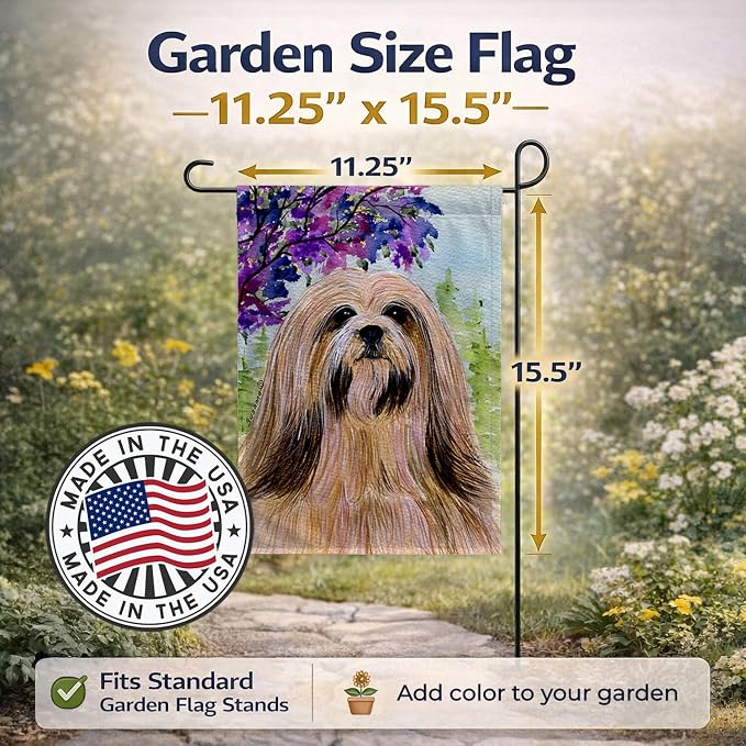 Caroline's Treasures SS8436GF Lhasa Apso Garden Flag Mailbox Flag Decorative Yard Flag Banner Outside Patio Artwork Yard Flower Beds, Garden Size, Multicolor