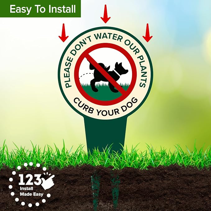 Please Don't Water Our Plants, Curb Your Dog - Funny Sign, 11"x21" Inches, Heavy Duty Integrated Ground Stakes, Indoor/Outdoor Use, Rust Free Aluminum Composite, Made in USA by My Sign center