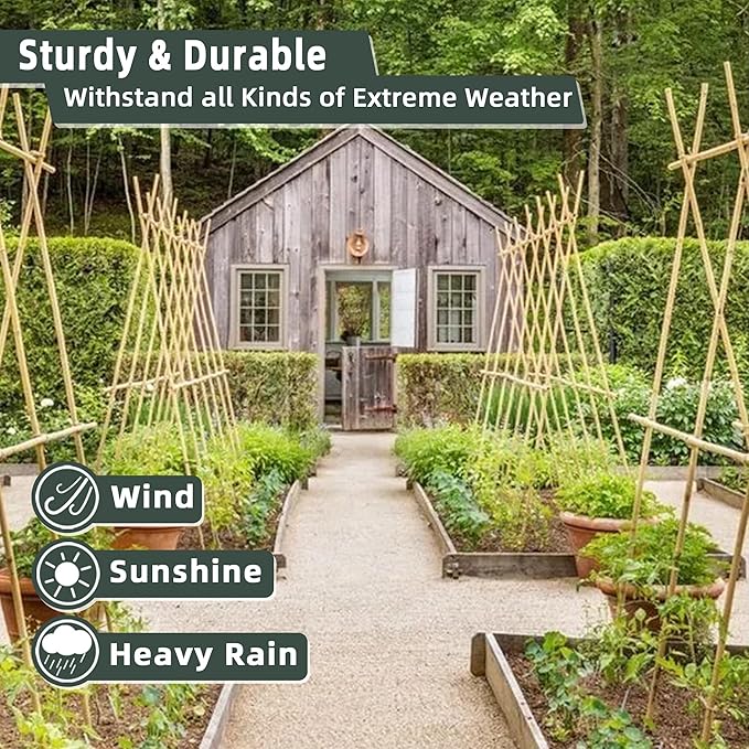 30Pcs / 7ft Bamboo Plant Stakes for Indoor Outdoor Plants, Garden Plant Support Sticks, Poles for Tomato Vegetables Beans Trees Potted Climbing Plants(0.32''-0.4'')