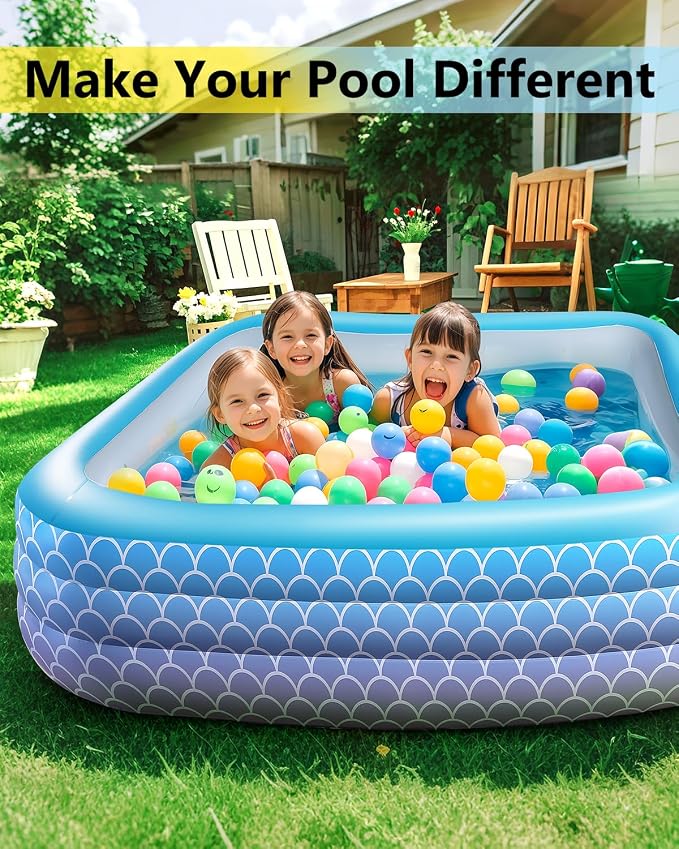 2025 Upgrade Inflatable Pool for Kids and Adults-120"*72"*22" Full-Sized Inflatable Swimming Pool Leakproof Blow Up Above Ground for Backyard Outdoor Garden Summer Water Party Pink