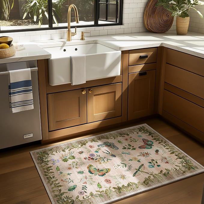 2x3 Washable Small Rugs for Entryway: Door Mat Indoor Entrance Throw Rug Non-Slip Low Pile Soft Kitchen Rug for Front Door Indoor Entrance Bedside Entry Kids Room