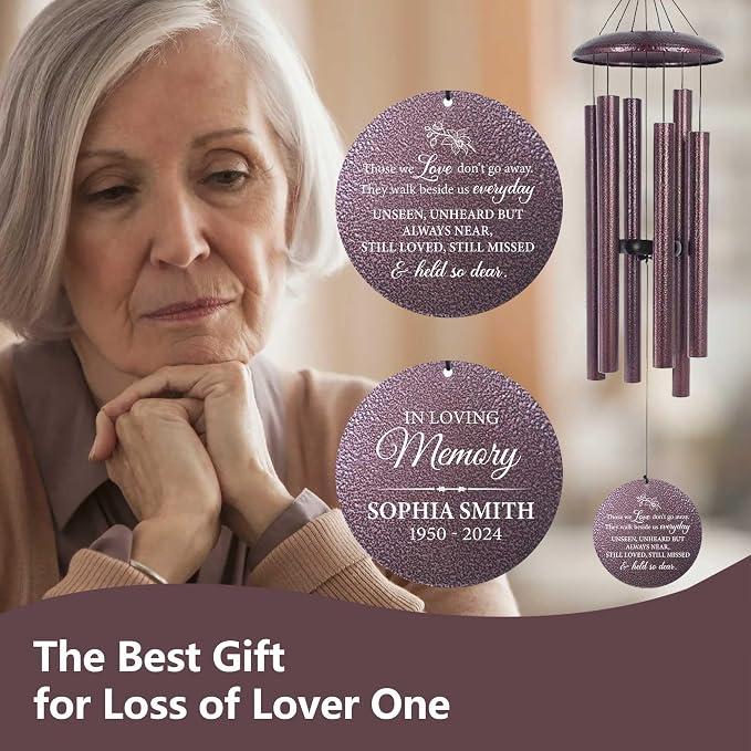 ASTARIN Personalized Wind Chimes Memorial, Sympathy Wind Chime Sorry for Your Loss Gifts, in Memory of Loved One Gift for Women Friend Loss of Husband Wife(Produced in Texas)