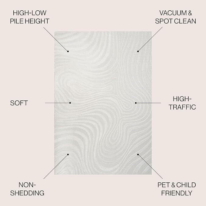 JONATHAN Y Maribo High-Low Abstract Striped Cream/Ivory 12x15 Indoor/Outdoor Area Rug, Pet Friendly, Non-Shedding, Stain Resistant, Easy-Cleaning for Backyard, Patio (SCN103A-15)