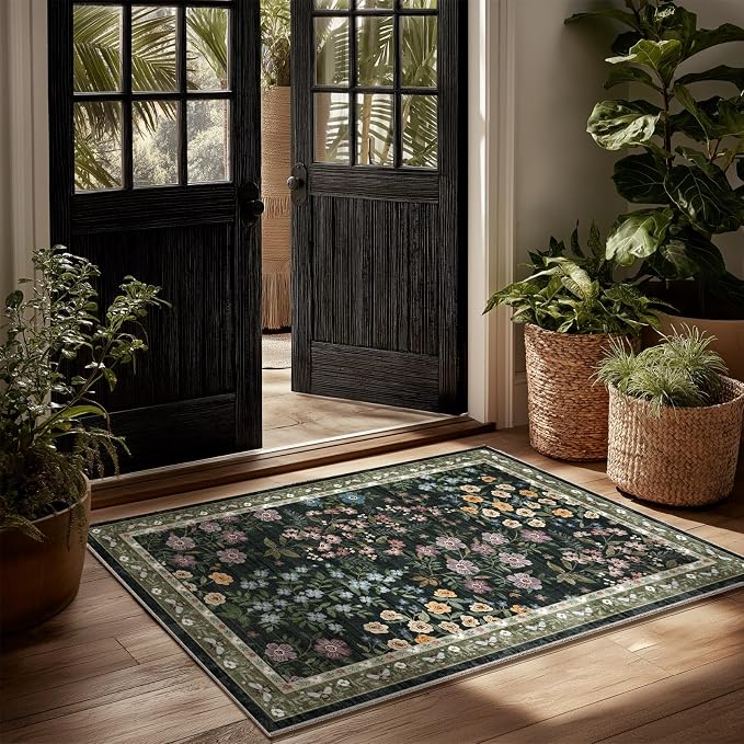 Machine Washable Throw Rugs for Entryway: Door Mat Indoor Entrance 2x3 Rug Small Area Rug Non-Slip Low Pile Kitchen Rug for Front Door Indoor Entrance Kitchen Bedroom Kids Room