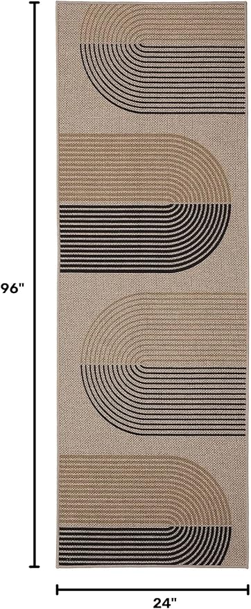 GarveeHome Modern Rainbow Easy Jute Runner Rug, 2x8 Rug for Hallways - Non-Slip Indoor Outdoor Carpet, Washable for High Traffic Laundry Room, Kitchen, Entryway