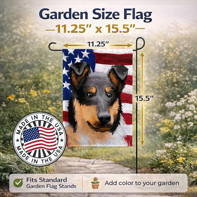 Caroline's Treasures CK6492GF Collie Rough Dog American Flag Garden Flag Mailbox Flag Decorative Yard Flag Banner Outside Patio Artwork Yard Flower Beds, Garden Size, Multicolor