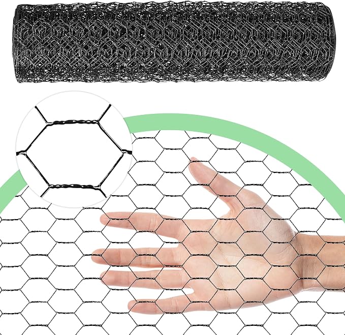 Chicken Wire 15.7 in x 590.5 in Poultry Wire Netting Hexagonal Galvanized Mesh Garden Fence Barrier for Pet Rabbit Chicken Fencing with 100 Pcs Cable Zip Ties(PVC-Coated)